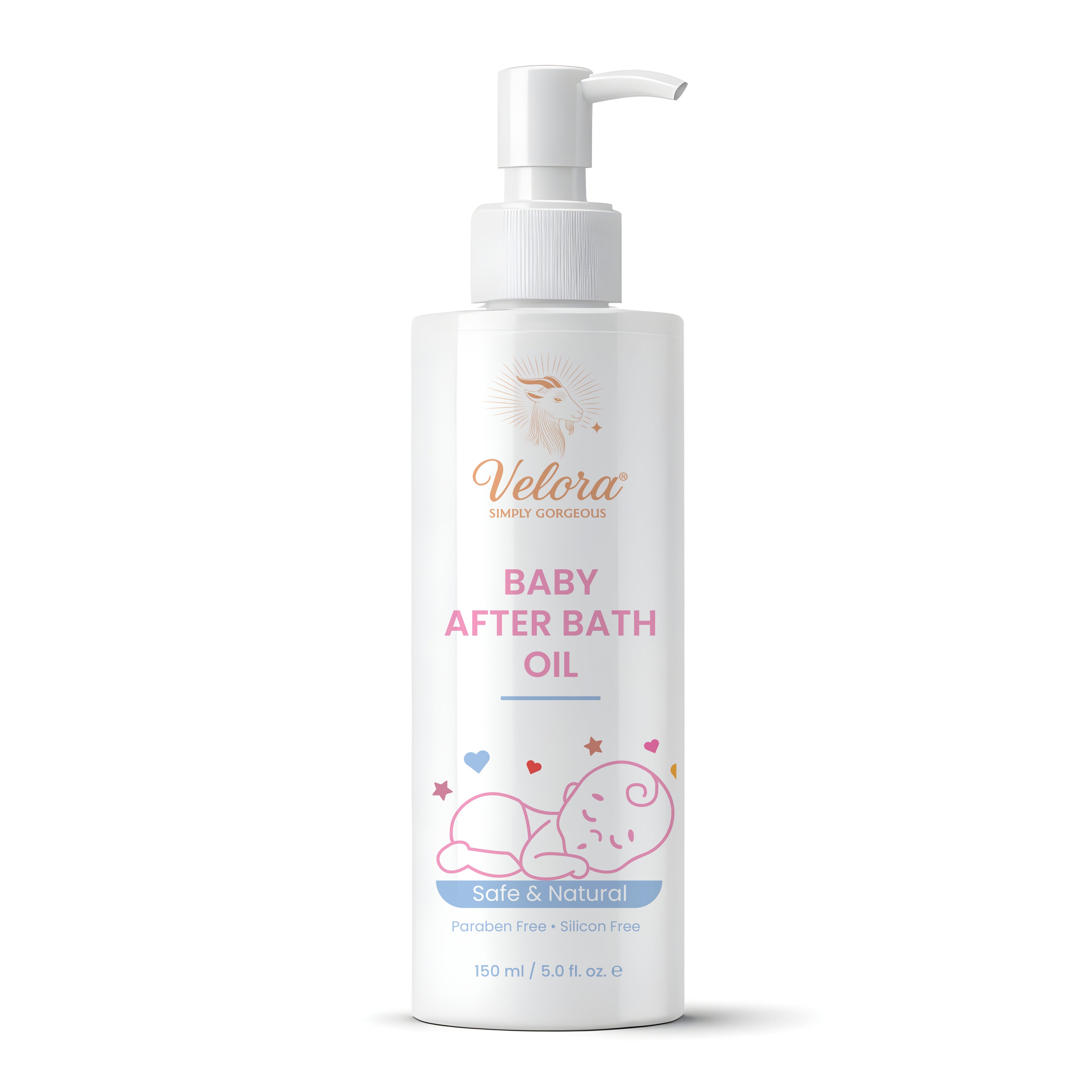 Baby after bath oil by Velora for soft nourished skin