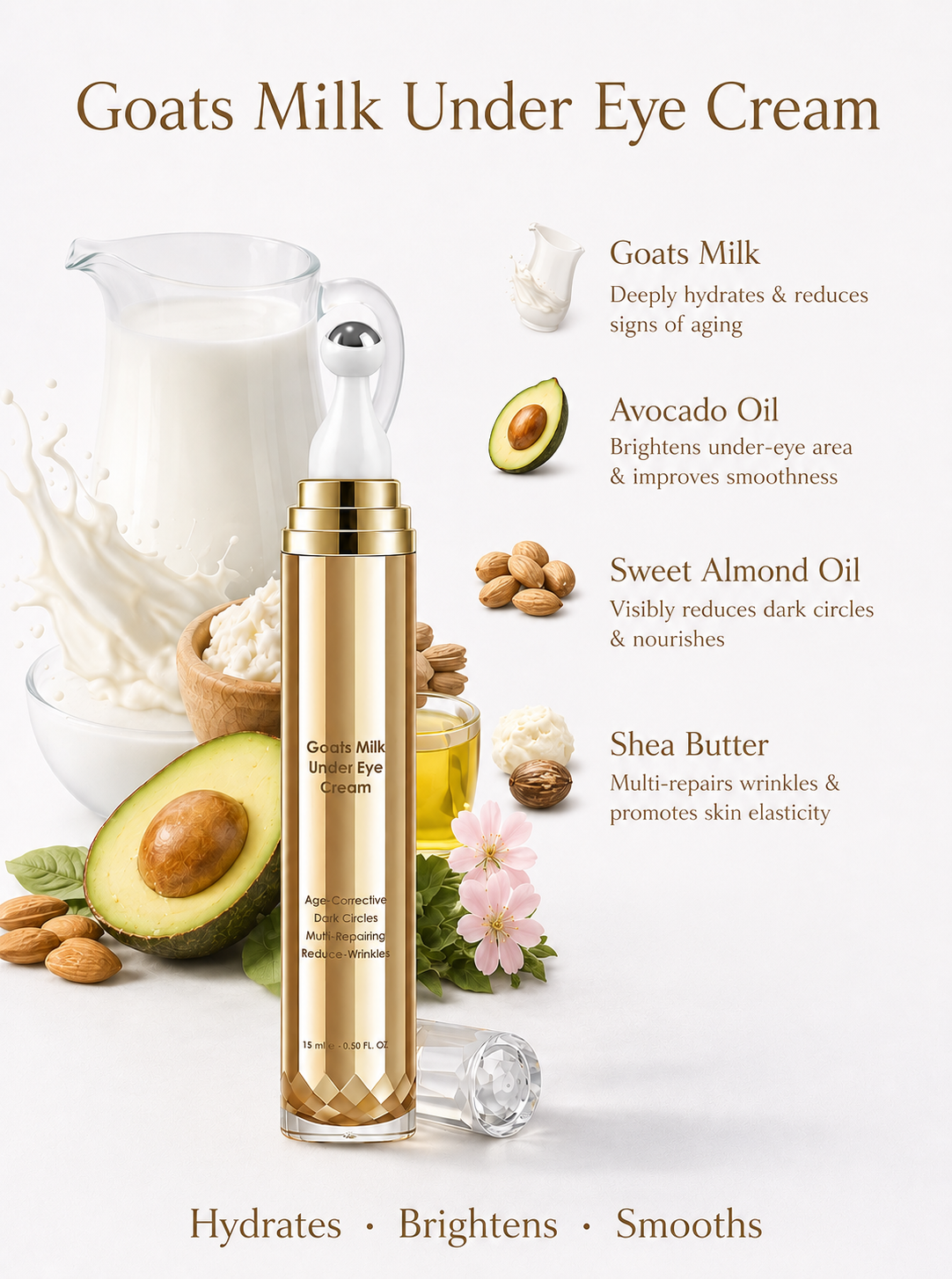 Goat’s Milk Under-Eye Cream (Hydrating & Brightening Formula)