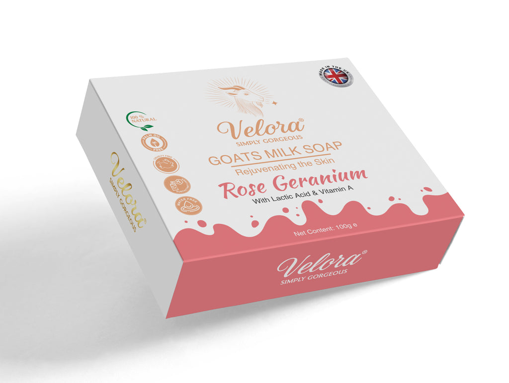 Velora Rose Geranium Goat’s Milk Soap – natural hydrating body and face bar