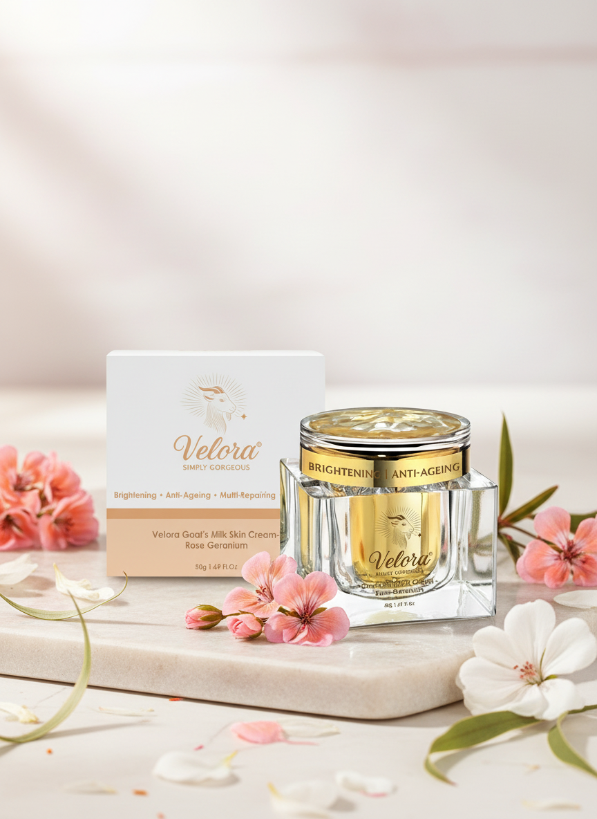 Velora Goat’s Milk Radiance Cream with floral elements – Hydrating & Nourishing Moisturiser