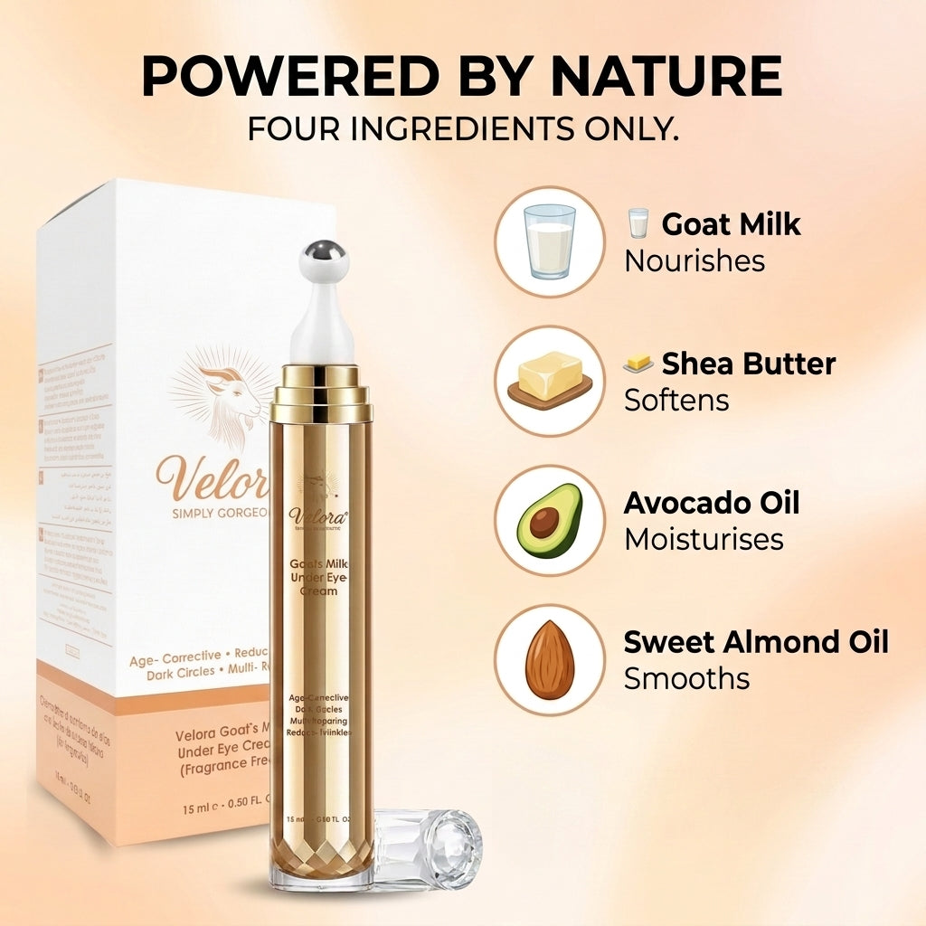 Velora Hydrating Goat Milk Under Eye Cream | Fragrance-Free Daily Eye Care | 30ml