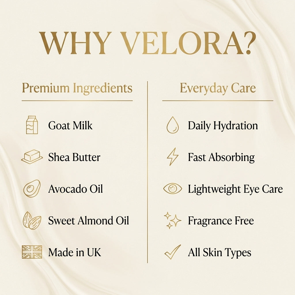 Velora Hydrating Goat Milk Under Eye Cream | Fragrance-Free Daily Eye Care | 30ml